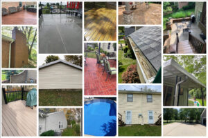A collage of residential power washing projects completed by a power washing company in Kansas City, MO.