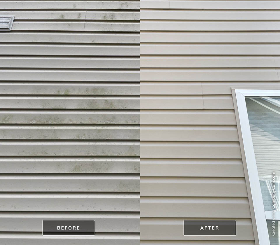 residential siding before and after power washing by royal blue power washing in kansas city mo